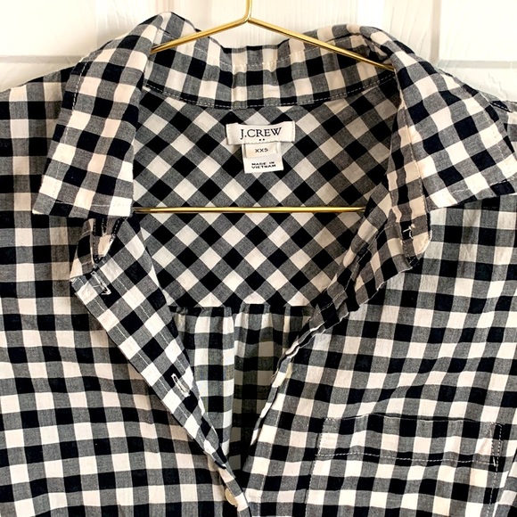J. Crew black & white gingham tie front button down shirt, size XXS - Picture 3 of 5